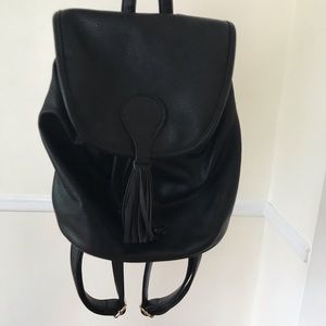 Black vegan leather backpack